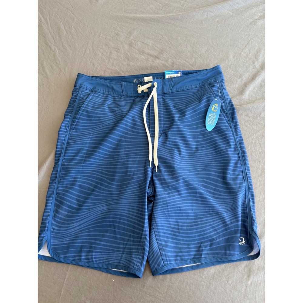 Wave Zone Mens Blue Wave Print Board Shorts Size 34 Recycled Stretch UPF 50 NWT